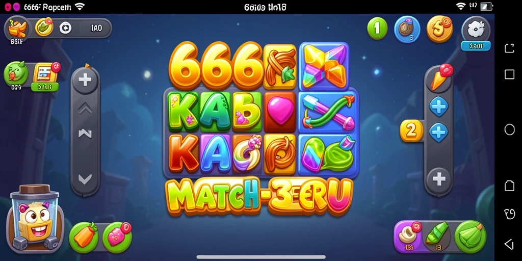 Tangkapan layar 666F menunjukkan gameplay Match-3 yang seru dan menarik.