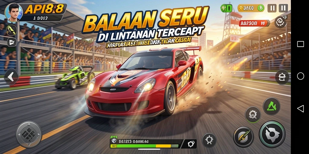 Tampilan gameplay API88 yang menegangkan dan penuh aksi balapan.