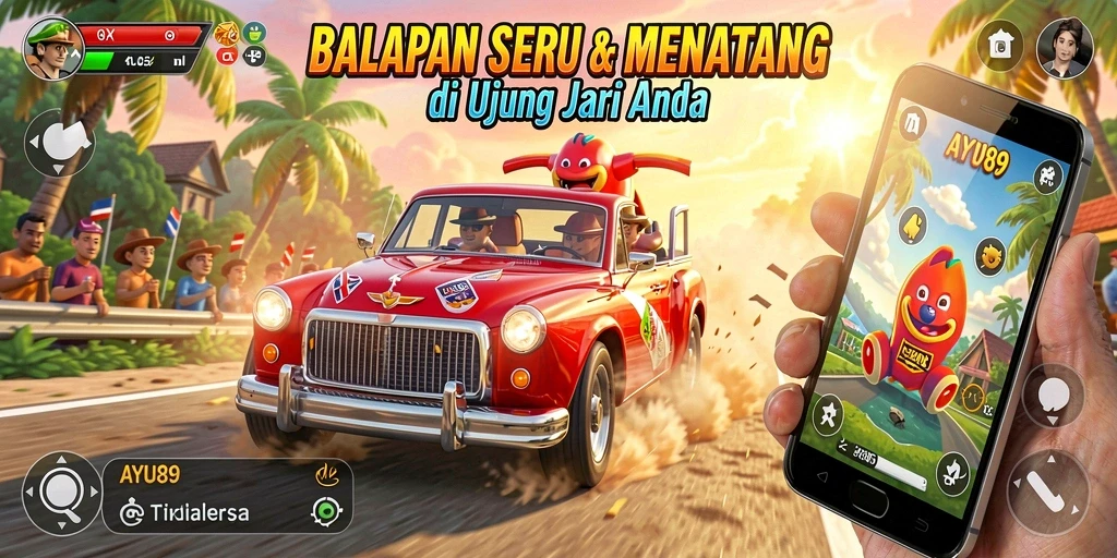 Tampilan menarik dari gameplay balapan AYU89 yang mendebarkan.