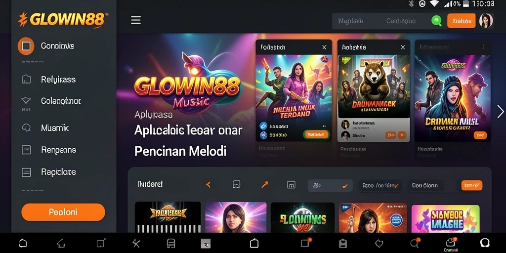 Tampilan menarik dari gameplay GLOWIN88 dengan fitur musik interaktif.