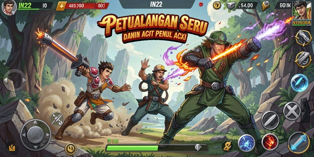 Tampilan gameplay seru IN22 dengan aksi mendebarkan.