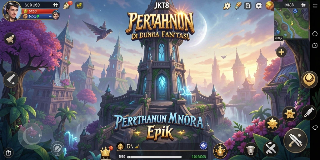 Tangkapan layar gameplay JKT8 menampilkan aksi menara yang mendebarkan.