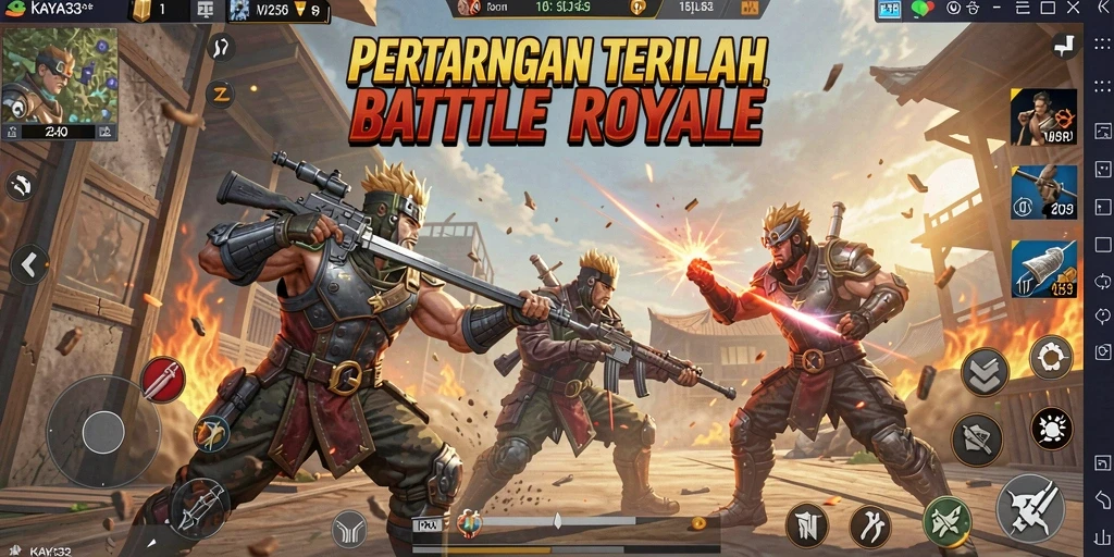 Tampilan gameplay KAYA33 yang seru dan mendebarkan dalam pertempuran Battle Royale.