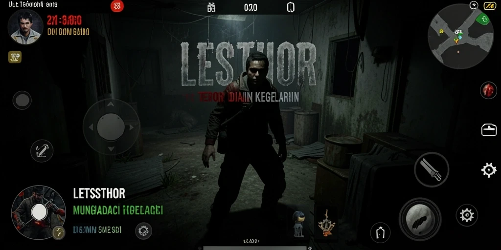 Tampilan gameplay LETSTHOR yang menegangkan dan menyeramkan.