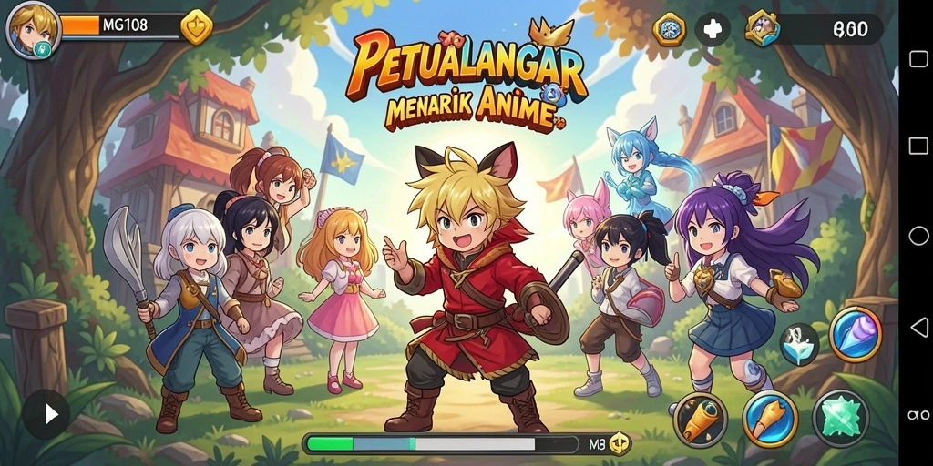 Tampilan gameplay MG108 yang menarik dalam dunia anime.
