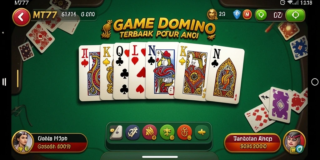 Tangkapan layar MT777 menampilkan gameplay domino yang seru dan interaktif.