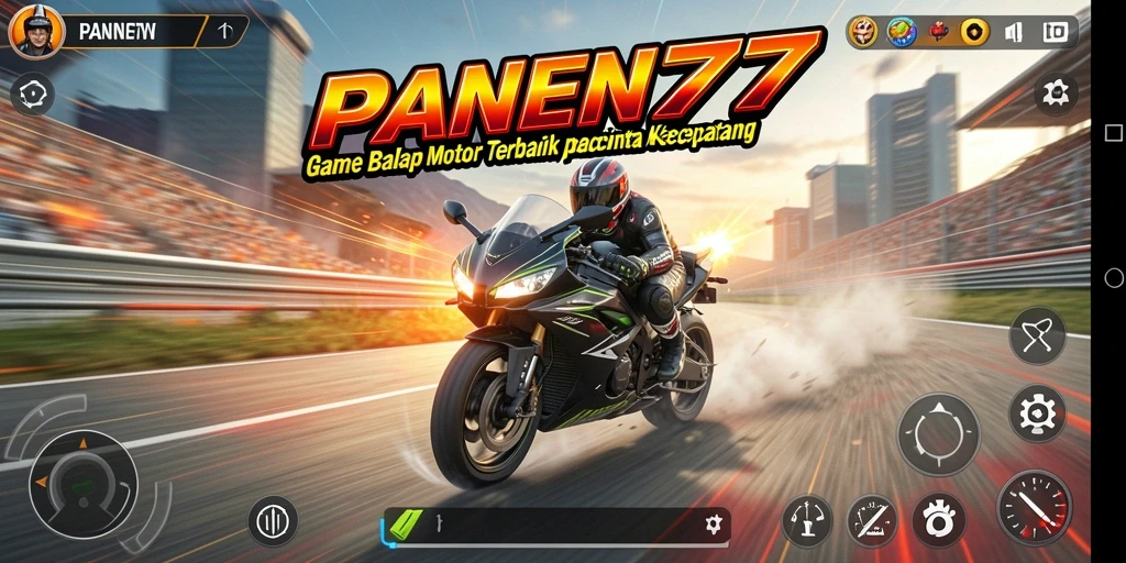 Gameplay seru dan mendebarkan dalam PANEN77 balap motor.