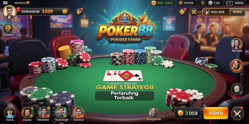 Tampilan gameplay POKER88 yang mendebarkan dan penuh strategi.