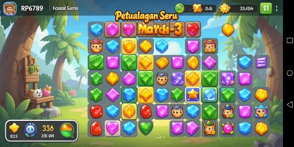 Tampilan gameplay seru dalam RP6789 dengan tantangan Match-3.