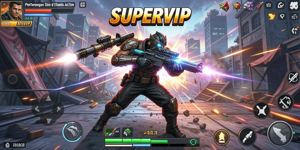 Gameplay Action yang seru dan mendebarkan di SUPERVIP.