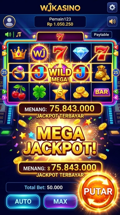 Tampilan utama aplikasi wjkasino yang menarik.